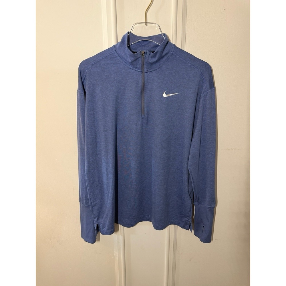 Nike DriFIT Running Men's Large Blue 1/4 Zip Pullover Long Sleeve Athletic Shirt